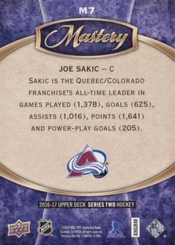 2016-17 Upper Deck - Mastery Achievements #M7 Joe Sakic Back