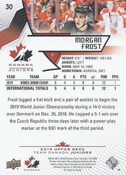 2019 Upper Deck Fall Expo - Team Canada Juniors Midnight #30 Morgan Frost Back