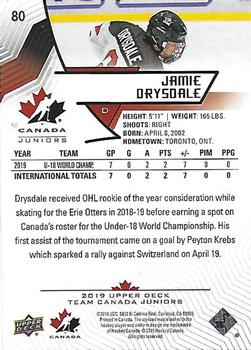 2019 Upper Deck Fall Expo - Team Canada Juniors Midnight #80 Jamie Drysdale Back