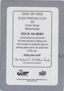 2019-20 Upper Deck CHL - Printing Plates - Black #205 Cross Hanas Back