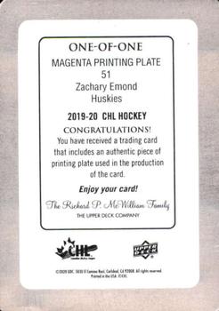 2019-20 Upper Deck CHL - Printing Plates - Magenta #51 Zachary Emond Back