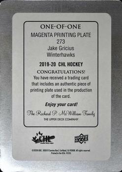 2019-20 Upper Deck CHL - Printing Plates - Magenta #273 Jake Gricius Back