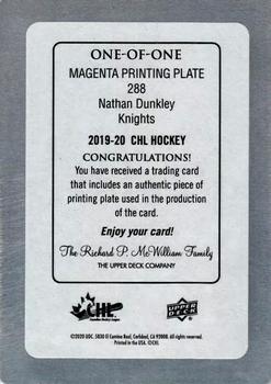 2019-20 Upper Deck CHL - Printing Plates - Magenta #288 Nathan Dunkley Back