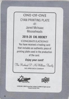 2019-20 Upper Deck CHL - Printing Plates - Cyan #41 Jared McIsaac Back