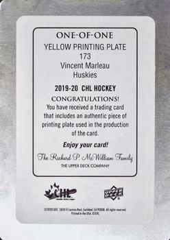 2019-20 Upper Deck CHL - Printing Plates - Yellow #173 Vincent Marleau Back