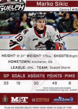 2019-20 Guelph Storm (OHL) Limited Edition Set 1 #NNO Marko Sikic Back