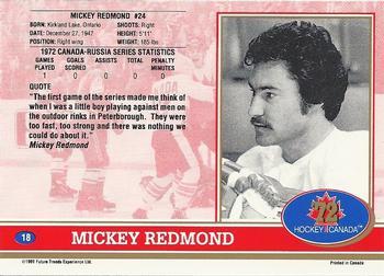 1991-92 Future Trends Canada ’72 - Gold Paint Autographs Swirl #18 Mickey Redmond Back