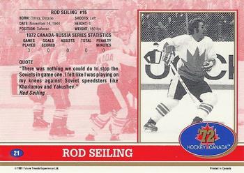 1991-92 Future Trends Canada ’72 - Gold Paint Autographs Swirl #21 Rod Seiling Back