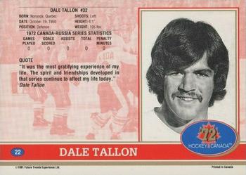1991-92 Future Trends Canada ’72 - Gold Paint Autographs Swirl #22 Dale Tallon Back
