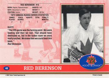 1991-92 Future Trends Canada ’72 - Gold Paint Autographs Swirl #48 Red Berenson Back