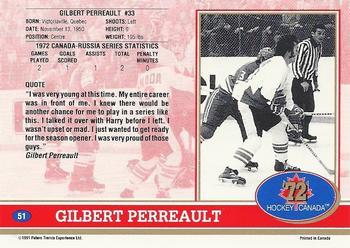 1991-92 Future Trends Canada ’72 - Gold Paint Autographs Swirl #51 Gilbert Perreault Back