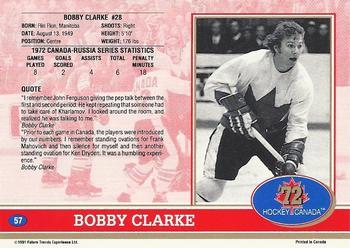 1991-92 Future Trends Canada ’72 - Gold Paint Autographs Swirl #57 Bobby Clarke Back