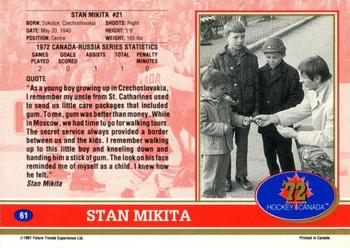 1991-92 Future Trends Canada ’72 - Gold Paint Autographs Swirl #61 Stan Mikita Back