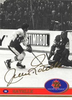 1991-92 Future Trends Canada ’72 - Gold Paint Autographs Swirl #66 Jean Ratelle Front