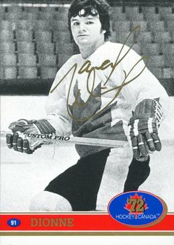 1991-92 Future Trends Canada ’72 - Gold Paint Autographs Swirl #91 Marcel Dionne Front