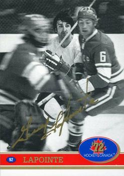 1991-92 Future Trends Canada ’72 - Gold Paint Autographs Swirl #92 Guy Lapointe Front