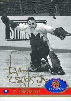 1991-92 Future Trends Canada ’72 - Gold Paint Autographs Swirl #96 Tony Esposito Front