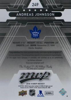 2018-19 Upper Deck MVP - Pack Wars Rookie Auto Parallel #249 Andreas Johnsson Back