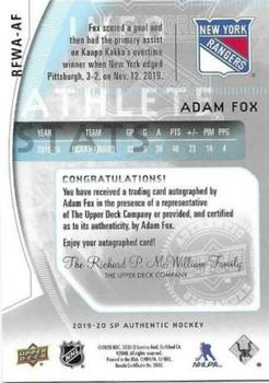 2019-20 SP Authentic - 2009-10 Retro Future Watch Autographs #RFWA-AF Adam Fox Back