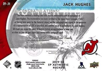 2019-20 SP Authentic - 2009-10 Retro Future Watch Autograph Patch #09-JH Jack Hughes Back
