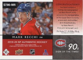 2019-20 SP Authentic - Sign of the Times 1990s (90s) #ST90-MR Mark Recchi Back