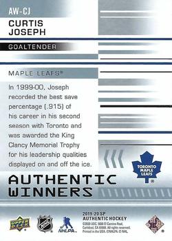 2019-20 SP Authentic - Authentic Winners #AW-CJ Curtis Joseph Back