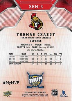 2019-20 Upper Deck My MVP Ottawa Senators #SEN-3 Thomas Chabot Back
