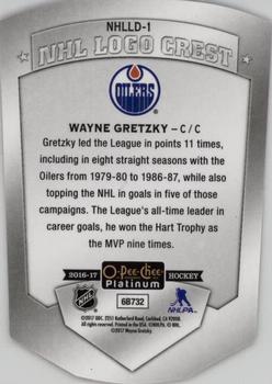 2016-17 O-Pee-Chee Platinum - NHL Logo Crest Cracked Ice Die Cuts #NHLLD-1 Wayne Gretzky Back