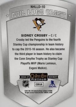 2016-17 O-Pee-Chee Platinum - NHL Logo Crest Cracked Ice Die Cuts #NHLLD-10 Sidney Crosby Back