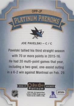 2016-17 O-Pee-Chee Platinum - Platinum Phenoms Cracked Ice Die Cuts #OPP-JP Joe Pavelski Back