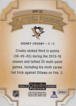 2016-17 O-Pee-Chee Platinum - Platinum Phenoms Cracked Ice Die Cuts #OPP-SC Sidney Crosby Back