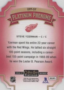 2016-17 O-Pee-Chee Platinum - Platinum Phenoms Cracked Ice Die Cuts #OPP-SY Steve Yzerman Back
