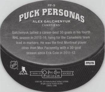 2016-17 O-Pee-Chee Platinum - Puck Personas Cracked Ice Die Cuts #PP-9 Alex Galchenyuk Back