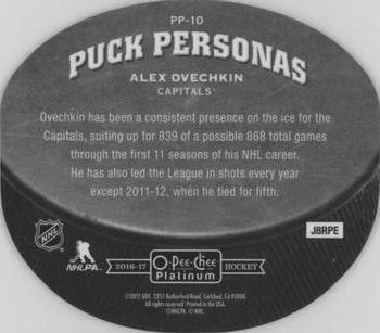 2016-17 O-Pee-Chee Platinum - Puck Personas Cracked Ice Die Cuts #PP-10 Alexander Ovechkin Back