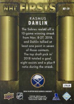 2018-19 Upper Deck - NHL Firsts Achievements #NF-19 Rasmus Dahlin Back