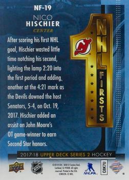 2017-18 Upper Deck - NHL Firsts Achievement #NF-19 Nico Hischier Back