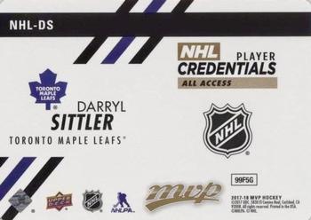 2017-18 Upper Deck MVP - Player Credentials Level 5 All-Access Achievements #NHL-DS Darryl Sittler Back