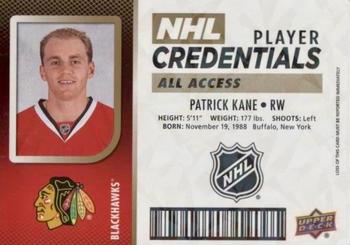 2017-18 Upper Deck MVP - Player Credentials Level 5 All-Access Achievements #NHL-PK Patrick Kane Front