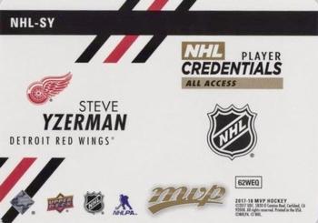 2017-18 Upper Deck MVP - Player Credentials Level 5 All-Access Achievements #NHL-SY Steve Yzerman Back