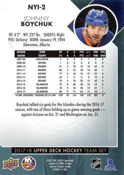 2017-18 Upper Deck New York Islanders #NYI-2 Johnny Boychuk Back