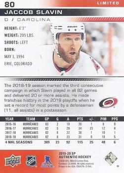 2019-20 SP Authentic - Limited Red #80 Jaccob Slavin Back