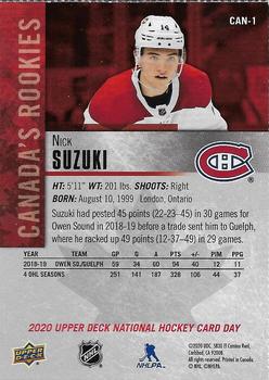 2020 Upper Deck National Hockey Card Day Canada - Sheet Cards #CAN-1 Nick Suzuki Back