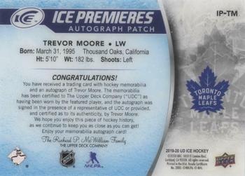 2019-20 Upper Deck Ice - Ice Premieres Autographed Patches #IP-TM Trevor Moore Back