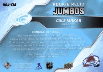 2019-20 Upper Deck Ice - Rookie Relic Jumbos #RRJ-CM Cale Makar Back
