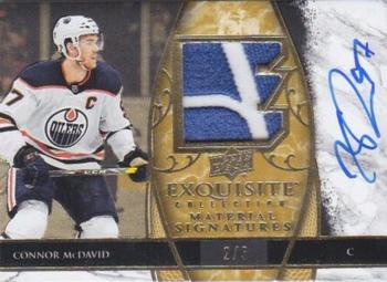 2019-20 Upper Deck Ice - Exquisite Collection Material Signatures Gold #EMS-CM Connor McDavid Front