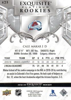 2019-20 Upper Deck Ice - Exquisite Collection Platinum Rookies #R23 Cale Makar Back