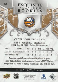 2019-20 Upper Deck Ice - Exquisite Collection Platinum Rookies Gold #R2 Oliver Wahlstrom Back