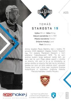 2019-20 SportZoo Tipsport Liga All Star 2020 #A05 Tomáš Starosta Back