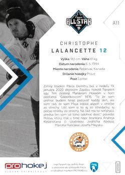 2019-20 SportZoo Tipsport Liga All Star 2020 #A11 Christophe Lalancette Back