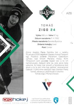 2019-20 SportZoo Tipsport Liga All Star 2020 #A26 Tomáš Zigo Back